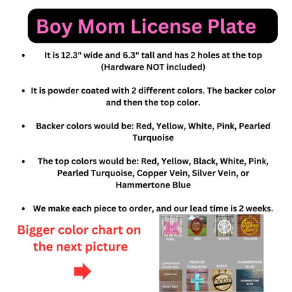 Boy Mom License Plate, Mom Sign, Boy Mom Club, Car Tags, Mom Car Tags, Gifts for Mom, Gifts for her, Mother's Day Gift, Metal Sign