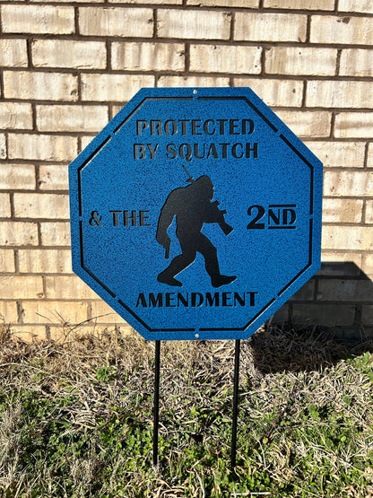 Outdoor Sasquatch 2nd amendment Lawn Sign, 2A Bigfoot, Bigfoot Metal Sign, Outdoor Metal Sign, Protection Sign, Gifts for him, Housewarming